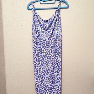 Floral blue yellow maxi dress size L
